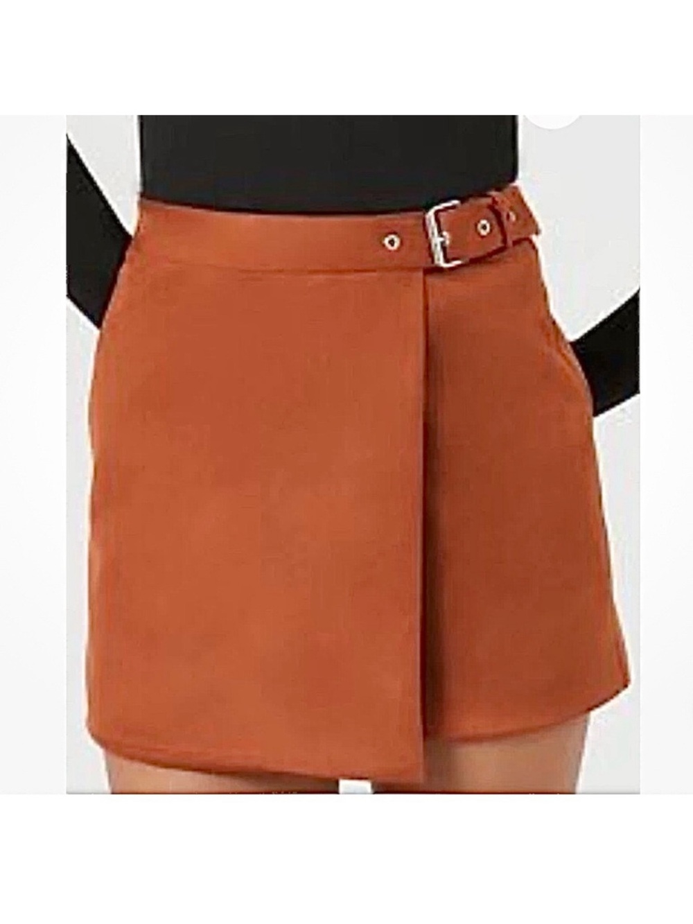 🆕- Forever 21- Faux Suede Wrap Mini Skirt, Chestnut Brown. Size: Medium